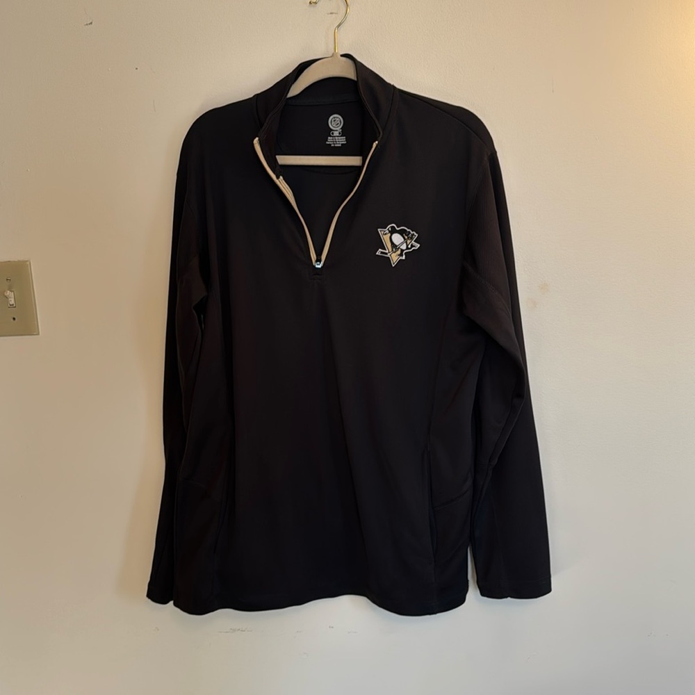 NHL Licensed Pittsburgh Penguins 1/4 Zip Pullover Embroidered Men's Large